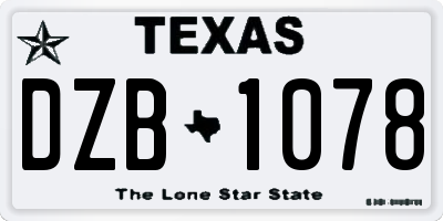 TX license plate DZB1078