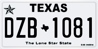 TX license plate DZB1081