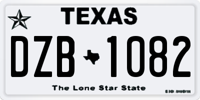 TX license plate DZB1082