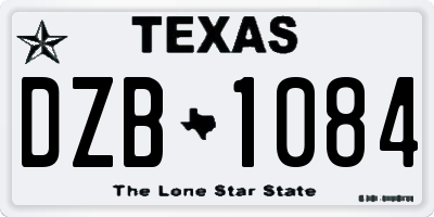 TX license plate DZB1084