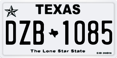 TX license plate DZB1085