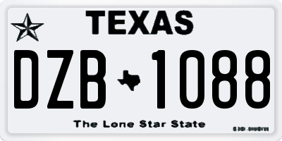 TX license plate DZB1088