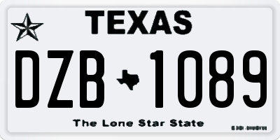 TX license plate DZB1089