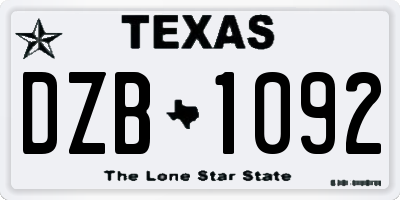 TX license plate DZB1092