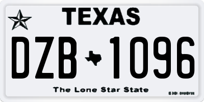 TX license plate DZB1096