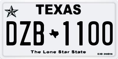 TX license plate DZB1100
