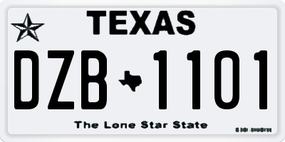 TX license plate DZB1101