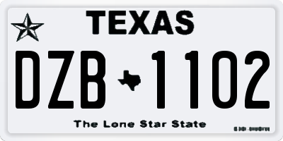 TX license plate DZB1102