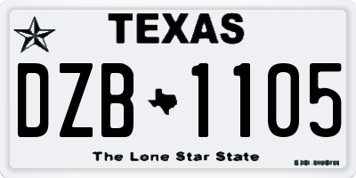 TX license plate DZB1105