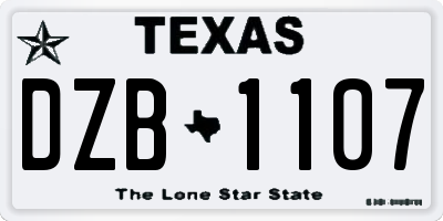 TX license plate DZB1107