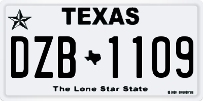 TX license plate DZB1109