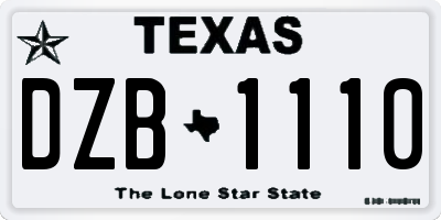 TX license plate DZB1110