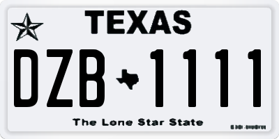 TX license plate DZB1111