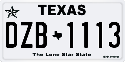 TX license plate DZB1113
