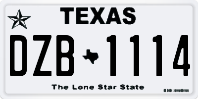 TX license plate DZB1114