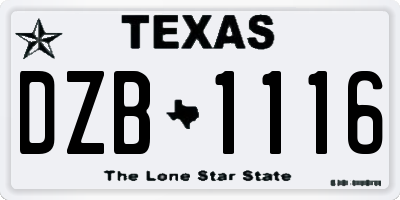 TX license plate DZB1116