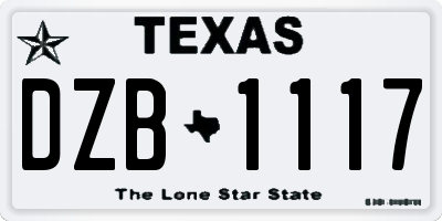 TX license plate DZB1117