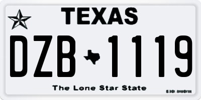 TX license plate DZB1119