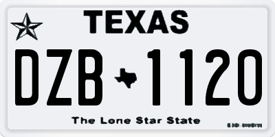 TX license plate DZB1120