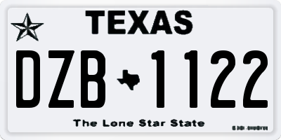TX license plate DZB1122