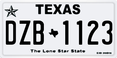 TX license plate DZB1123