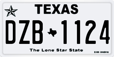 TX license plate DZB1124