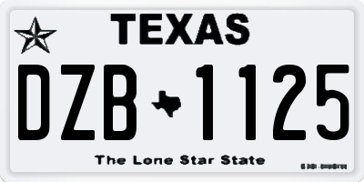 TX license plate DZB1125