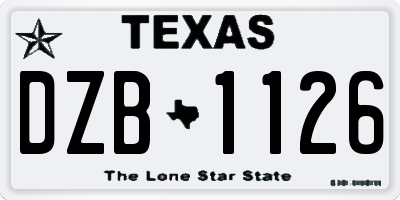 TX license plate DZB1126