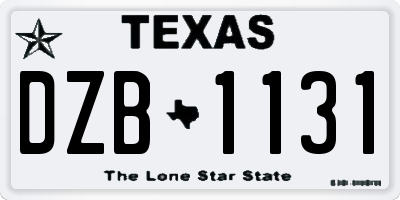 TX license plate DZB1131