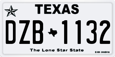 TX license plate DZB1132