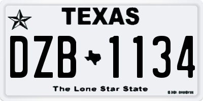 TX license plate DZB1134