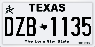 TX license plate DZB1135