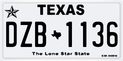 TX license plate DZB1136