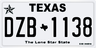 TX license plate DZB1138