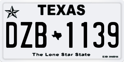 TX license plate DZB1139