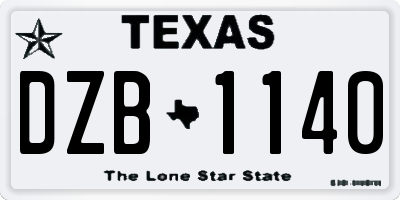 TX license plate DZB1140