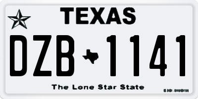 TX license plate DZB1141