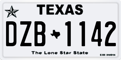 TX license plate DZB1142