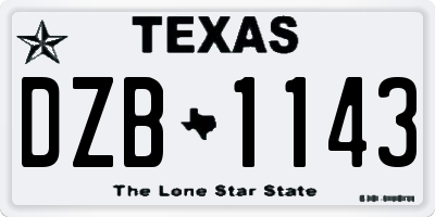 TX license plate DZB1143