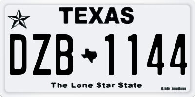 TX license plate DZB1144