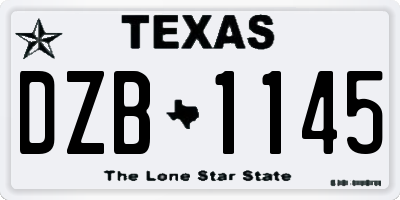 TX license plate DZB1145