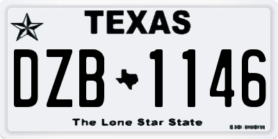 TX license plate DZB1146