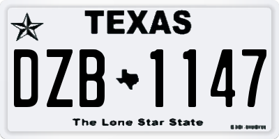 TX license plate DZB1147