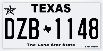 TX license plate DZB1148