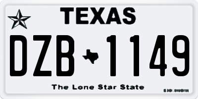 TX license plate DZB1149