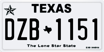 TX license plate DZB1151