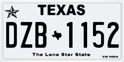 TX license plate DZB1152