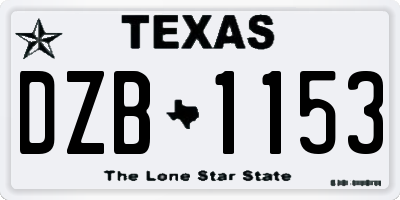 TX license plate DZB1153