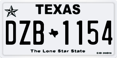 TX license plate DZB1154