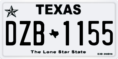 TX license plate DZB1155